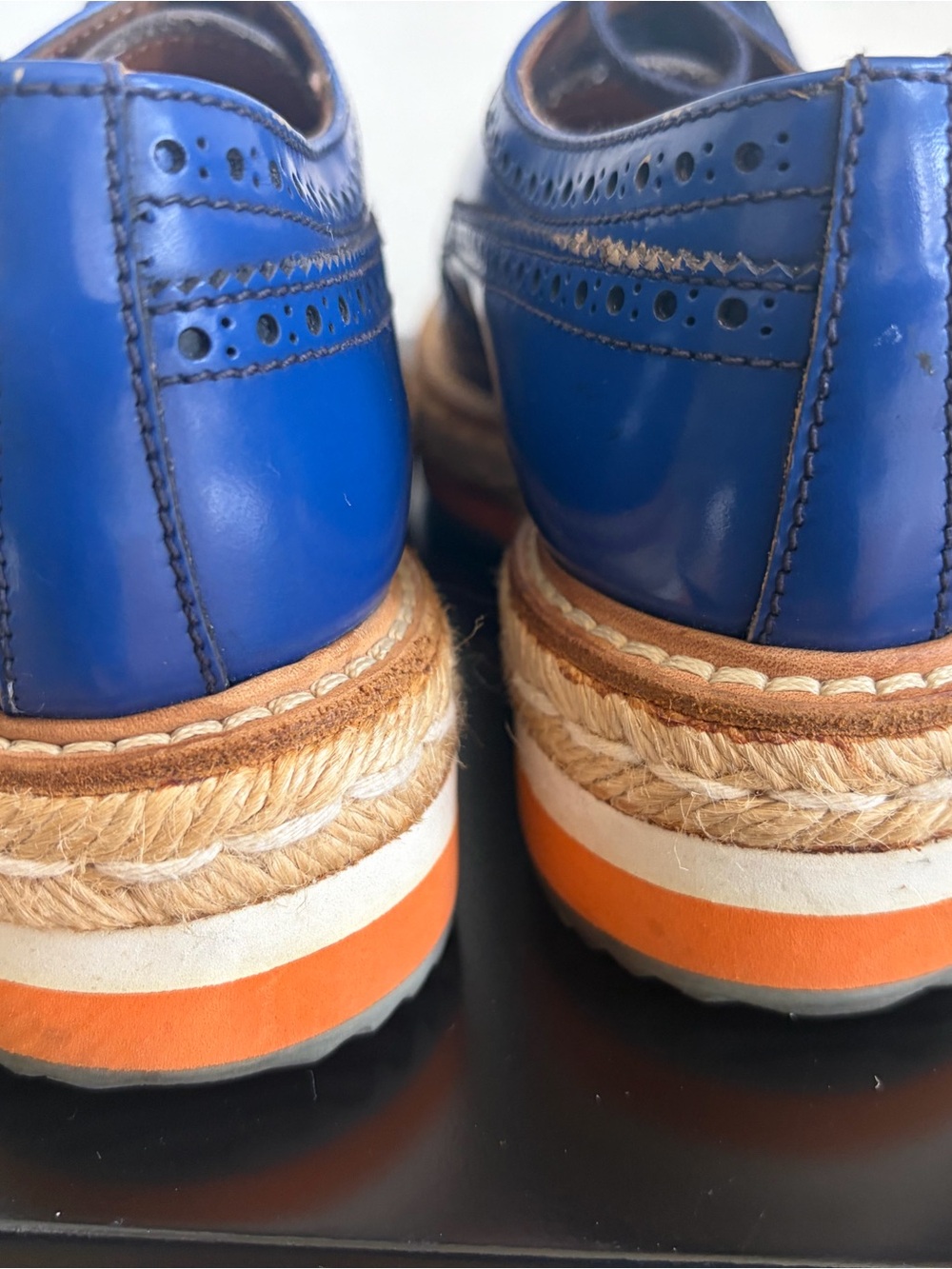 Prada oxford cobalt spazzolato leather upper with brogue size 5.5 - Picture 4 of 7